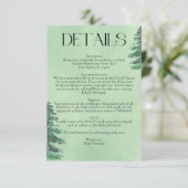 Grüne Aquarellbäume Rustikale Hochzeit Begleitkarte (Stehend Vorderseite)