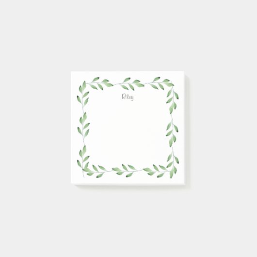 Grüne Aquarellbilder - Blätter Post-it Klebezettel (Vorderseite)