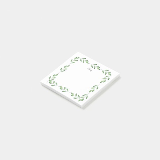 Grüne Aquarellbilder - Blätter Post-it Klebezettel (angewinkelt)