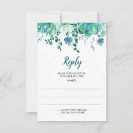 Grüne Aquarellbilder für Hochzeiten RSVP Karte