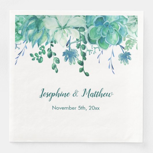 Grüne Aquarellbilder Hochzeiten von Napkins Serviette (Vorderseite)