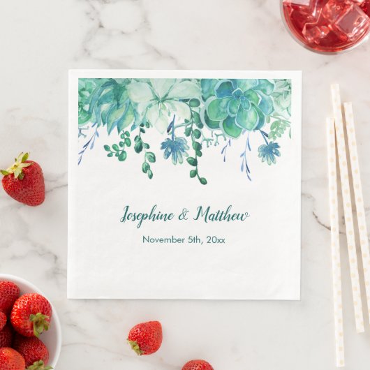 Grüne Aquarellbilder Hochzeiten von Napkins Serviette (Beispiel)