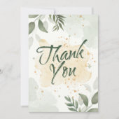Grüne Aquarellblüte Dankeskarte (Vorderseite)