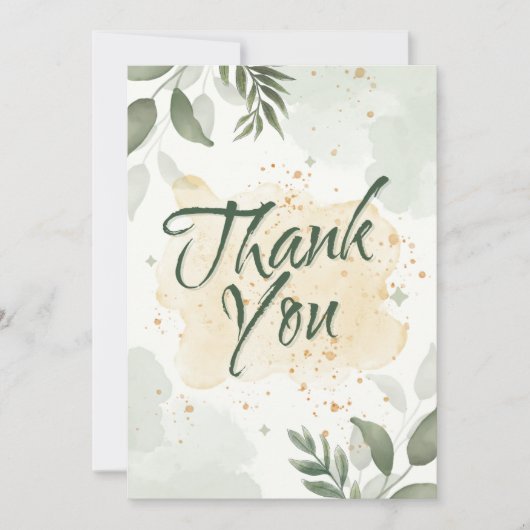 Grüne Aquarellblüte Dankeskarte (Vorderseite)