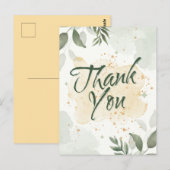 Grüne Aquarellblüte Postkarte (Vorne/Hinten)