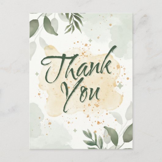 Grüne Aquarellblüte Postkarte (Vorderseite)