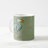 Grüne Aquarelldodo-Vogel-Malerei mit schwarzer Kaffeetasse (Vorderseite Links)