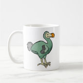 Grüne Aquarelldodo-Vogel-Malerei mit schwarzer Kaffeetasse (Links)