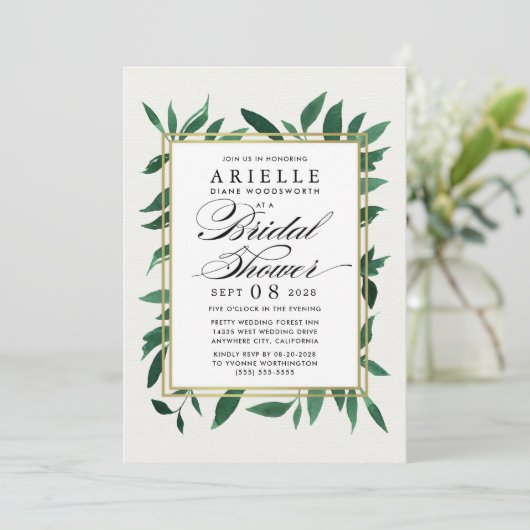 Grüne Aquarelldusche Einladungen (Stehend Vorderseite)