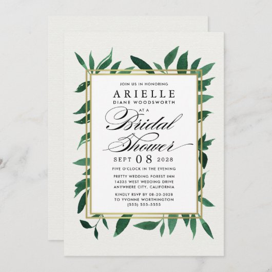 Grüne Aquarelldusche Einladungen (Vorne/Hinten)