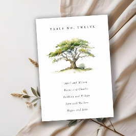 Grüne Aquarelleiche Tischnummer