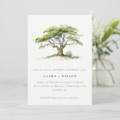 Grüne Aquarelleiche zum Hochzeitstag Einladung (Stehend Vorderseite)