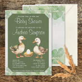 Grüne Aquarellente und Eierdusche Einladung