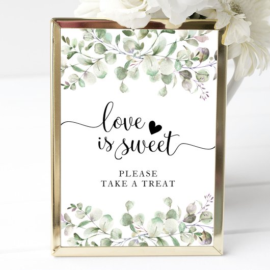 Grüne Aquarellfarbe Eukalyptus Liebe ist süßes Zei Poster