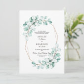 Grüne Aquarellfarbe Geometrische Hochzeit Einladung (Stehend Vorderseite)