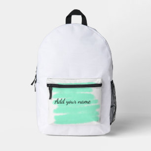 Grüne Aquarellfarbe hinzufügen Name Text-Nachricht Bedruckter Rucksack