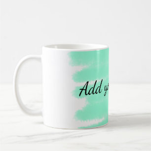 Grüne Aquarellfarbe hinzufügen Name Text-Nachricht Kaffeetasse