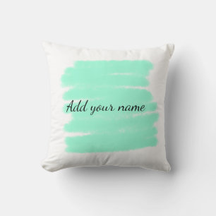 Grüne Aquarellfarbe hinzufügen Name Text-Nachricht Kissen