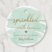 Grüne Aquarellfarbe mit Liebe-Kinderdusche Geschenkanhänger (Vorderseite)