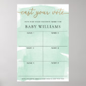 Grüne Aquarellfarbe Wählt Baby-Namen Poster (Vorne)