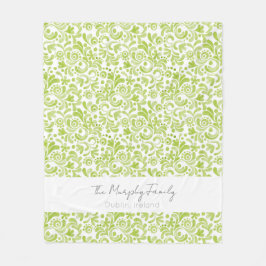 Grüne Aquarellfarben Art FAMILY NAME Location Deco Fleecedecke