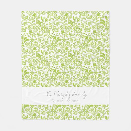 Grüne Aquarellfarben Art FAMILY NAME Location Deco Fleecedecke (Vorderseite)