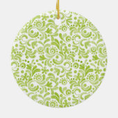 Grüne Aquarellfarben Art Wedelname DATE Keepake Keramik Ornament (Hinten)