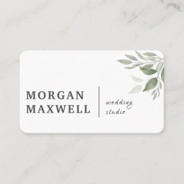 Grüne Aquarellfarben-Blätter mit Weiß Visitenkarte