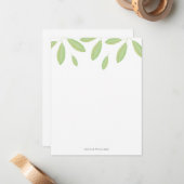Grüne Aquarellfarben Blätter Personalisierte Boden Mitteilungskarte (Vorderseite/Rückseite Beispiel)