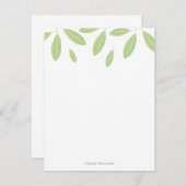 Grüne Aquarellfarben Blätter Personalisierte Boden Mitteilungskarte (Vorne/Hinten)