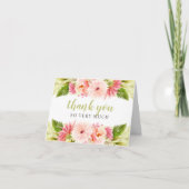 Grüne Aquarellfarben-Blume Hochzeitsstich Brautpar Dankeskarte (Vorderseite)