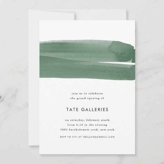 Grüne Aquarellfarben - Einladung (Vorderseite)