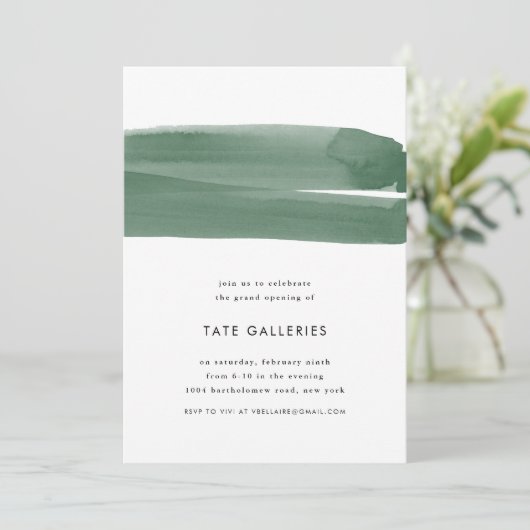 Grüne Aquarellfarben - Einladung (Stehend Vorderseite)