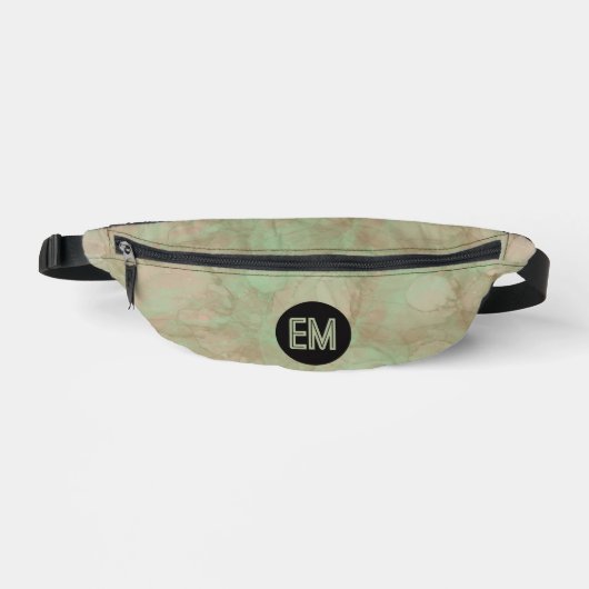 Grüne Aquarellfarben-Kreismuster initialen Monogra Bauchtasche (Vorderseite)