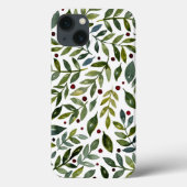 Grüne Aquarellfarben Saisonzweige und Beeren Case-Mate iPhone Hülle (Rückseite)