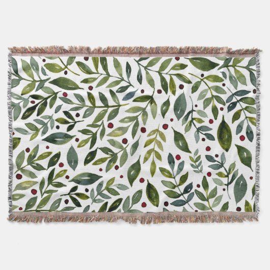 Grüne Aquarellfarben Saisonzweige und Beeren Decke (Vorderseite)
