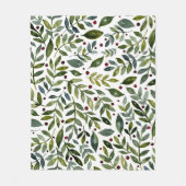 Grüne Aquarellfarben Saisonzweige und Beeren Fleecedecke (Vorderseite)