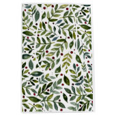 Grüne Aquarellfarben Saisonzweige und Beeren Mittlere Geschenktüte (Vorderseite)