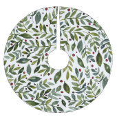 Grüne Aquarellfarben Saisonzweige und Beeren Polyester Weihnachtsbaumdecke (Vorderseite)