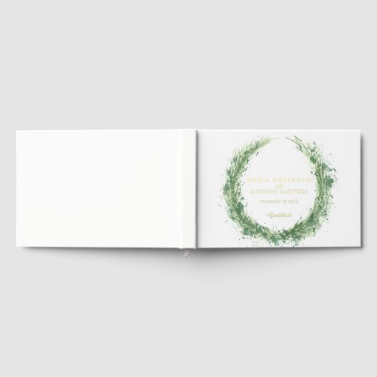 Grüne Aquarellgras Hochzeit Wein Gästebuch (Voll)
