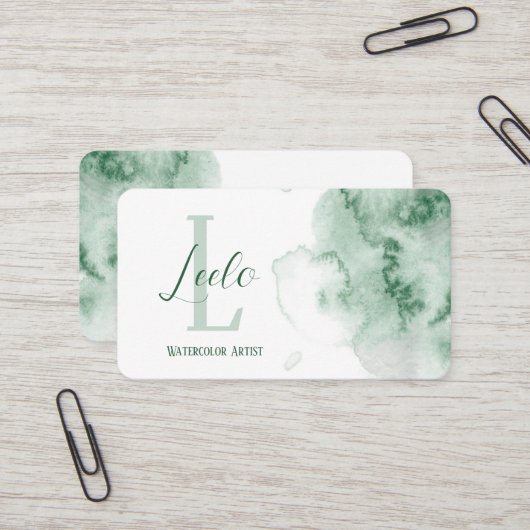Grüne Aquarellkarte Visitenkarte (Vorderseite/Rückseite Beispiel)