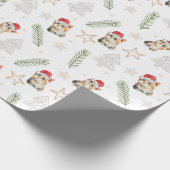 Grüne Aquarellkatze Weihnachten Weihnachten Geschenkpapier (Ecke)