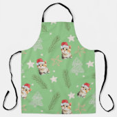 Grüne Aquarellkatze Weihnachten Weihnachten Schürze (Vorderseite)
