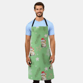 Grüne Aquarellkatze Weihnachten Weihnachten Schürze (Getragen)