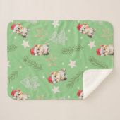 Grüne Aquarellkatze Weihnachten Weihnachten Sherpadecke (Vorderseite (Horizontal))