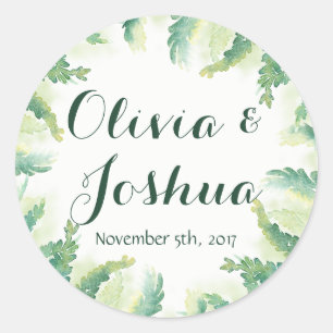Grüne Aquarellkleber Runder Aufkleber