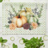 Grüne Aquarellpumpen Gold Dots Herbst Geschirrtuch (Gefaltet)