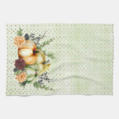 Grüne Aquarellpumpen Gold Dots Herbst Geschirrtuch (Horizontal)