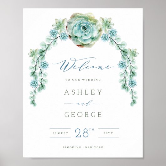 Grüne Aquarellsäcke Gartenhochzeit Poster (Vorne)