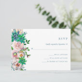 Grüne Aquarellsicke und Blume | UAWG | RSVP Karte (Stehend Vorderseite)